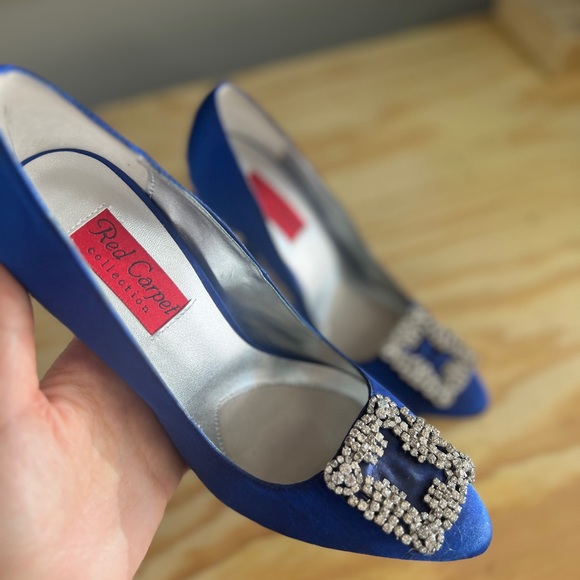 Blue Satin & Rhinestone Shoes, Size 37, Excellent Condition - Picture 4 of 6